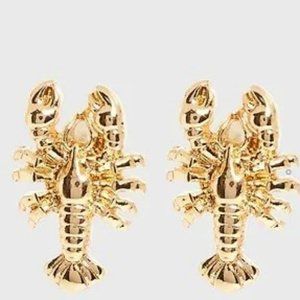 BANANA REPUBLIC Gold Earrings, Lobster, Crawfish, Pierced, Studs